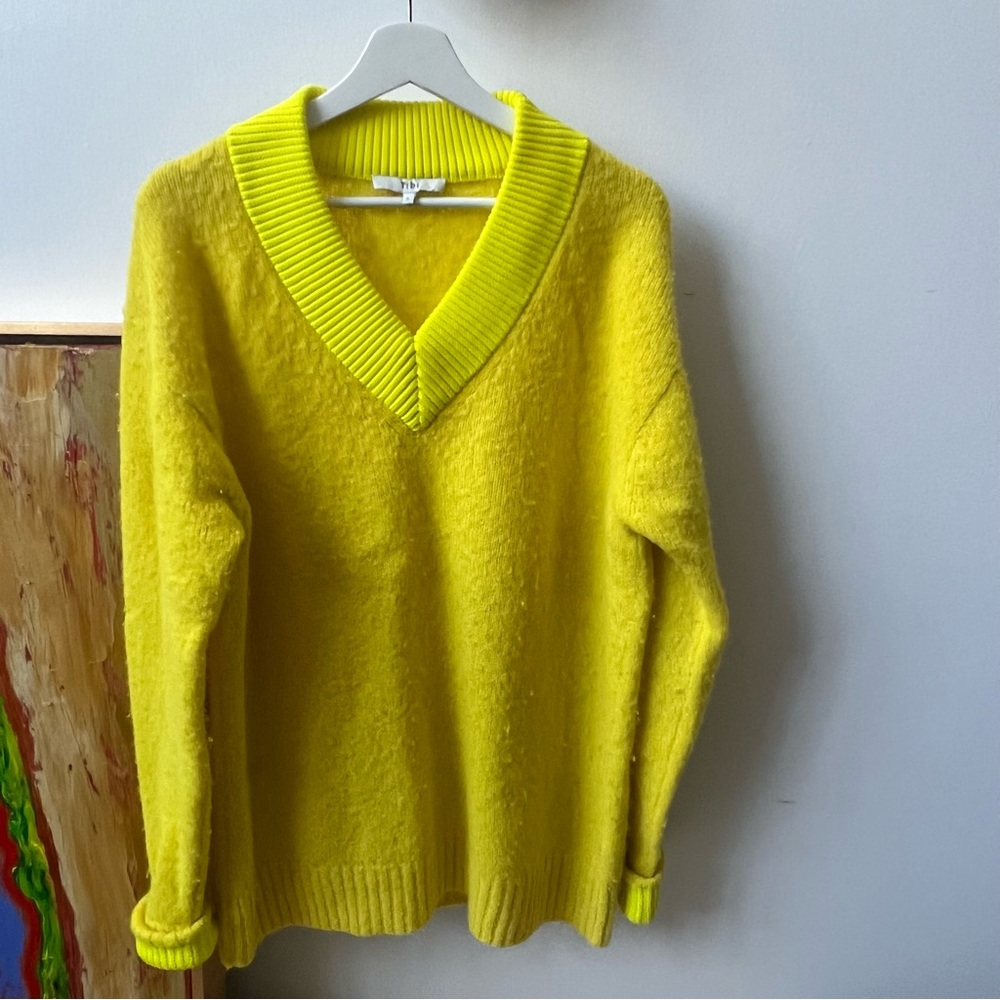 TIBI bright yellow V-Neck Sweater